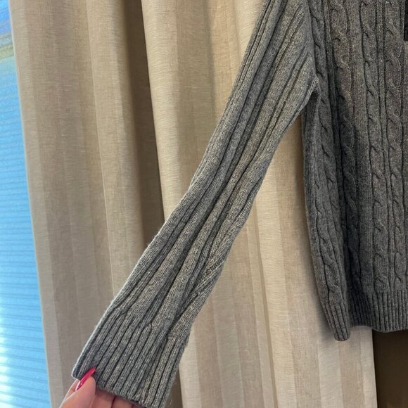 Daniele Blasi Gray Cable Knit Wool Blend 1/4 Zip sweater, Size Large - Picture 3 of 10